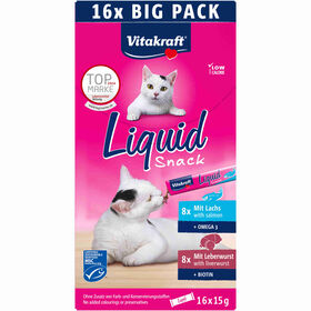 Snack para Gato L&iacute;quido Salm&atilde;o e Pat&eacute; de F&iacute;gado Vitakraft