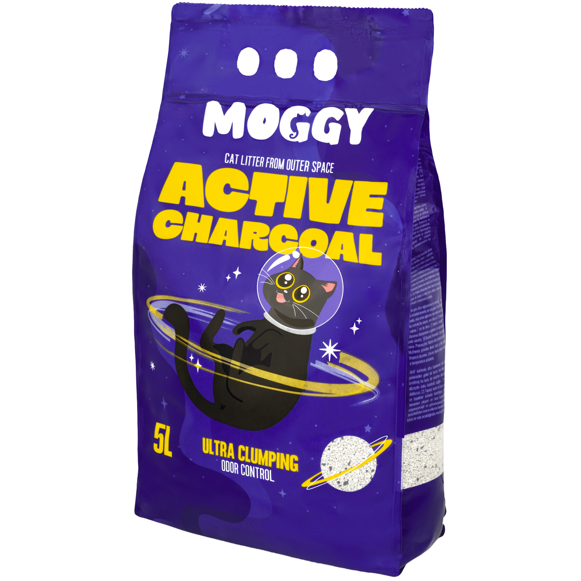 Areia Absorvente Aglomerante Active Charcoal Moggy