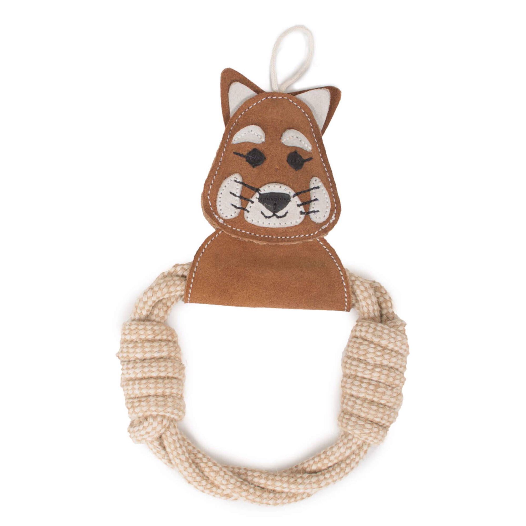 Brinquedo para Cão Panda Vermelho com Corda Natural 25 cm