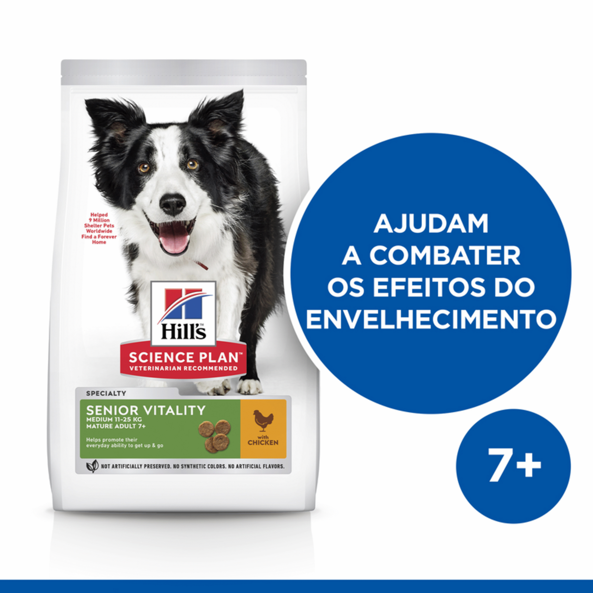 Ração para Cão Adulto Médio Science Plan Vitality 7+ Frango