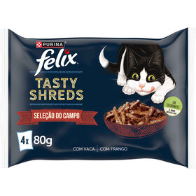 Comida Húmida para Gato Tasty Shreds Seleção do Campo Vaca e Frango Comida Húmida para Gato Tasty Shreds Seleção do Campo Vaca e Frango