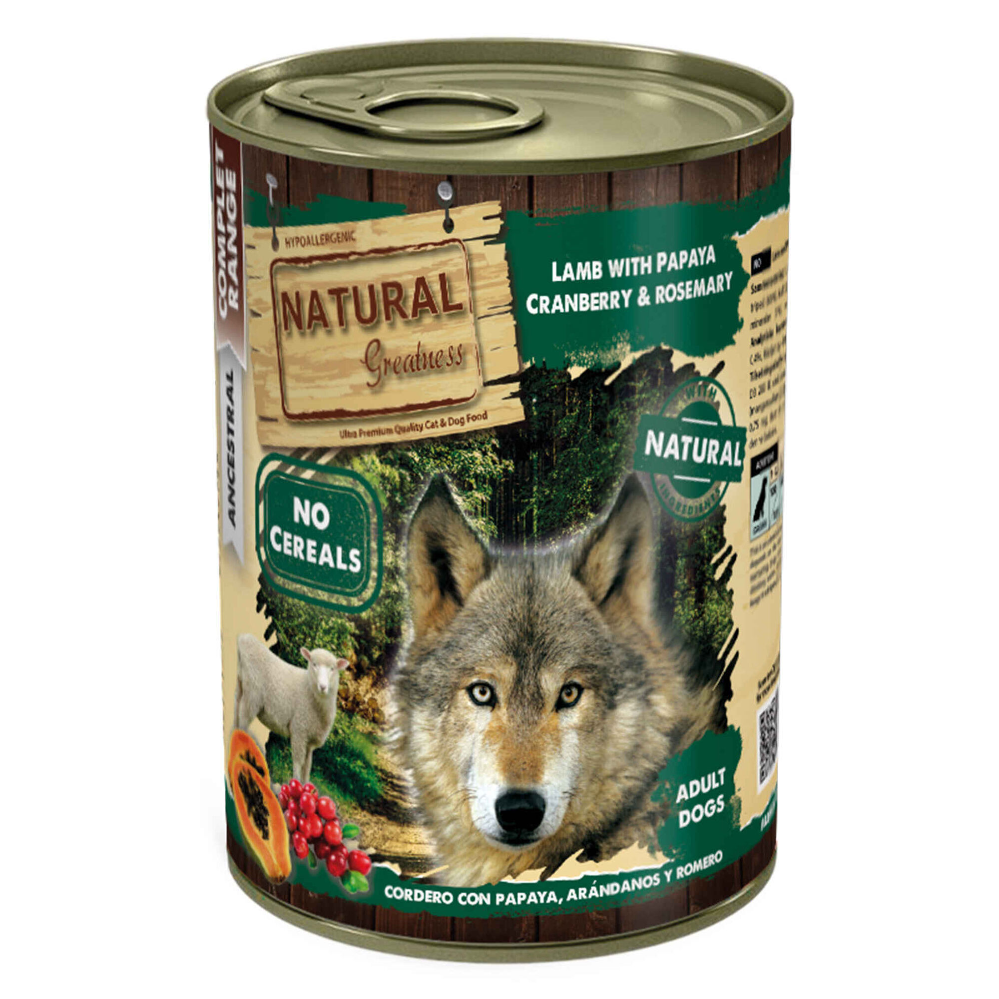Comida Húmida para Cão Cordeiro e Papaia