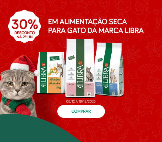 30% desconto na 2ª unidade em alimentação seca para gato da marca Libra