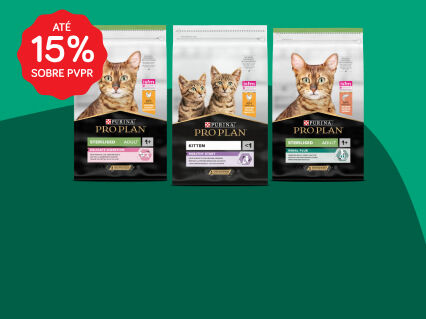 At&eacute; 15% PVPR em alimenta&ccedil;&atilde;o seca Purina Pro Plan