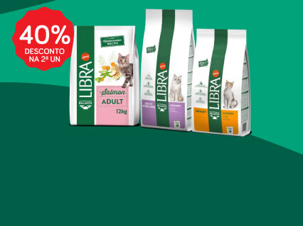 40% na 2&ordf; unidade em alimenta&ccedil;&atilde;o seca Libra