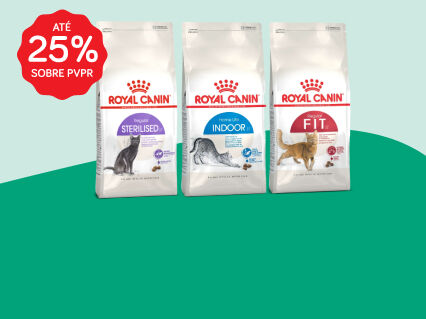 At&eacute; 25% PVPR em alimenta&ccedil;&atilde;o Royal Canin