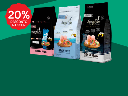 20% na 2&ordf; unidade em alimenta&ccedil;&atilde;o seca HappyOne
