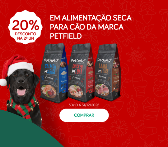 20% desconto na 2&ordf; unidade em alimenta&ccedil;&atilde;o seca para c&atilde;o da marca Petfield