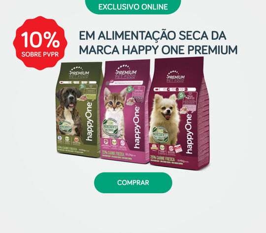 10%PVPr em alimentação seca da marca Happy One Premium 