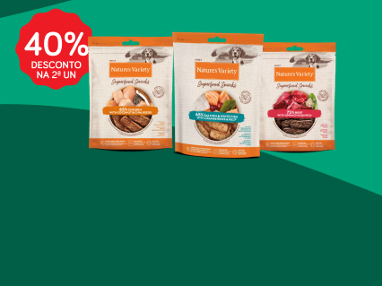 40% na 2&ordf; unidade em snacks Nature's Variety