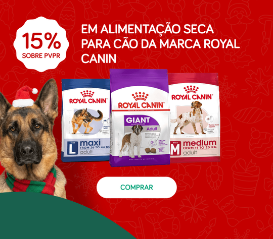 15% sobre PVPR em alimentação seca para cão da marca Royal Canin