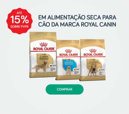Até 15%PVPR em alimentação seca para cão da marca Royal Canin Até 15%PVPR em alimentação seca para cão da marca Royal Canin