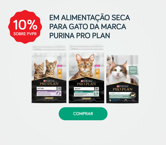 10% sobre PVP Recomendado em alimentação seca para gato da marca Purina Pro Plan 10% sobre PVP Recomendado em alimentação seca para gato da marca Purina Pro Plan