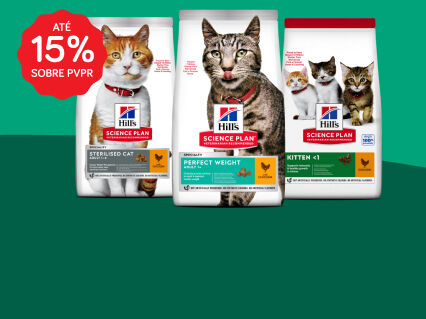 At&eacute; 15% PVPR em alimenta&ccedil;&atilde;o seca Hill's Science Plan