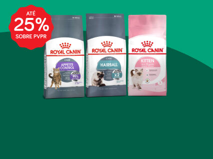 At&eacute; 25% PVPR em alimenta&ccedil;&atilde;o seca Royal Canin