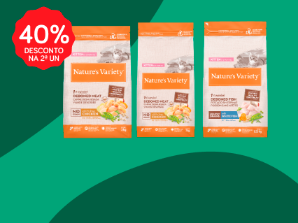 40% na 2&ordf; unidade em alimenta&ccedil;&atilde;o Nature's Variety