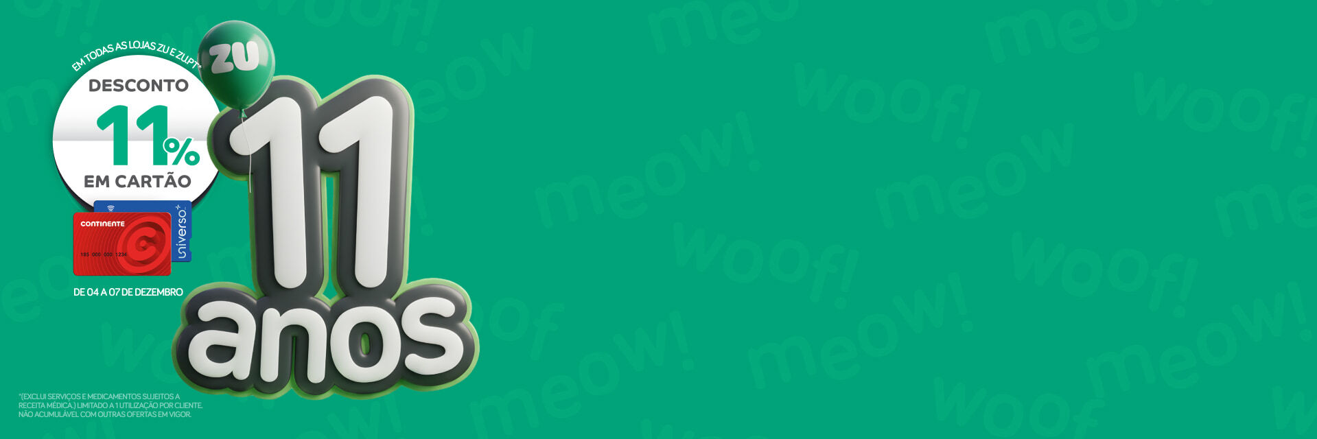 11% de desconto em Cart&atilde;o Continente, de 4 a 7 de dezembro