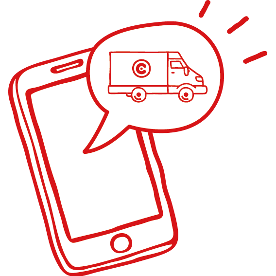 Ícone SMS de aviso de entrega